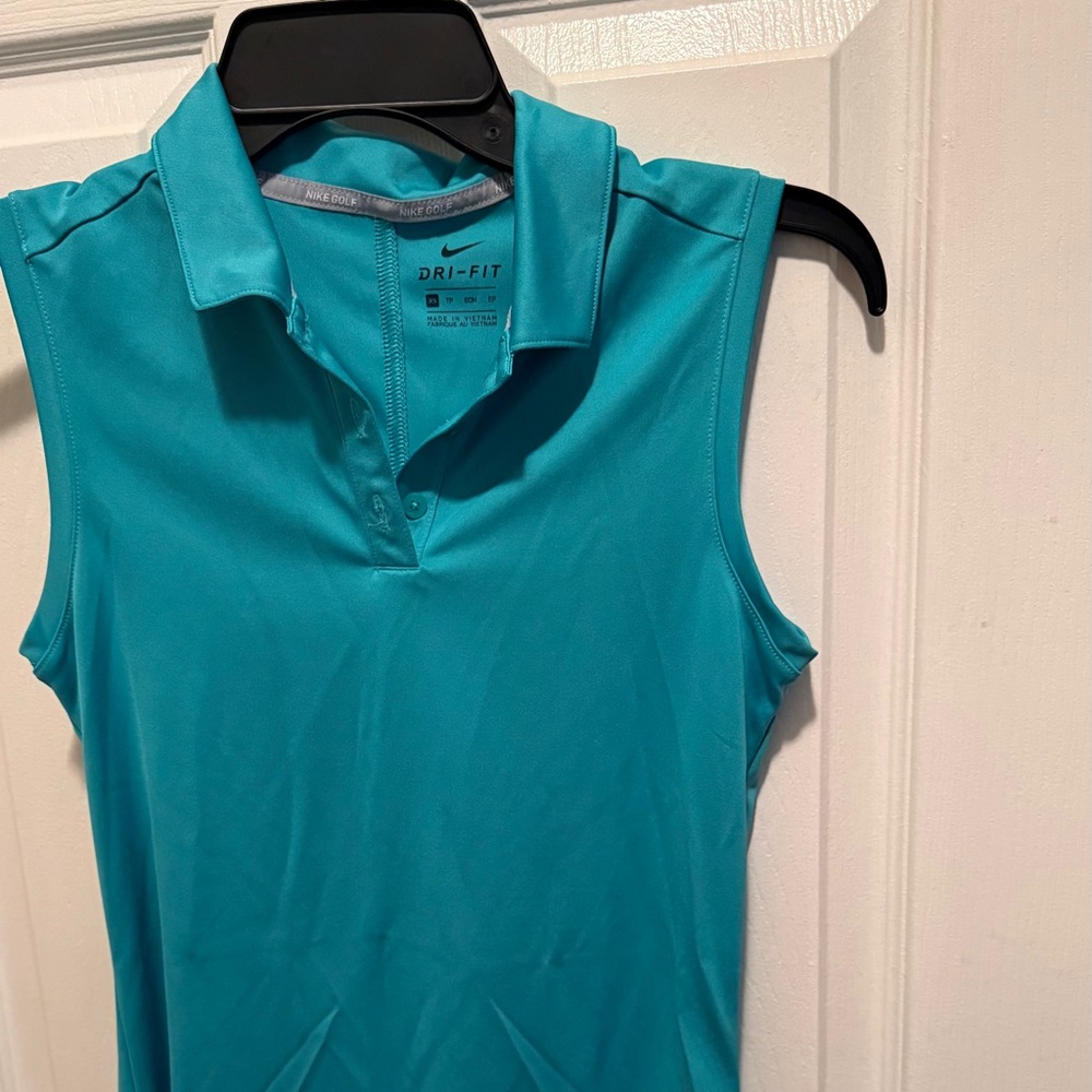 Nike Golf Dri-FIT Sleeveless Polo Shirt - Teal Blue - Size XS